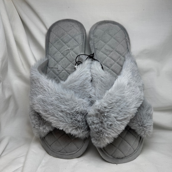George Slippers Womens Size L (9 - 10) Grey Plush Soft Slide Slip on - Picture 4 of 7